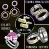 Tungsten+gold Silver Titanium&Stainless Steel jewelry